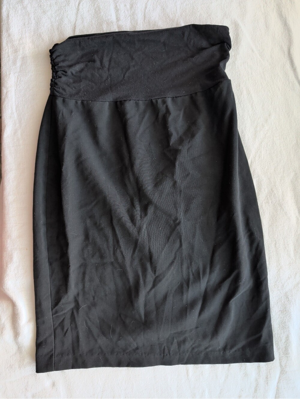 Necessary Objects Black Tube Skirt S Ruched Bodycon Midi Y2K